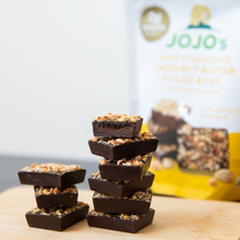 Load image into Gallery viewer, Dark Chocolate HAZELNUT BUTTER FILLED BITES + Plant-Based Protein
