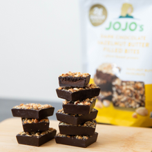 Load image into Gallery viewer, Dark Chocolate HAZELNUT BUTTER FILLED BITES + Plant-Based Protein