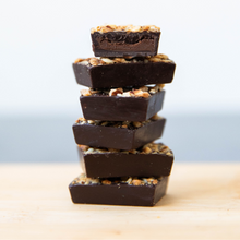 Load image into Gallery viewer, Dark Chocolate HAZELNUT BUTTER FILLED BITES + Plant-Based Protein