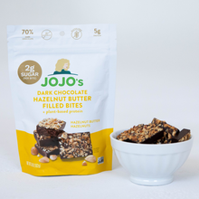 Load image into Gallery viewer, Dark Chocolate HAZELNUT BUTTER FILLED BITES + Plant-Based Protein