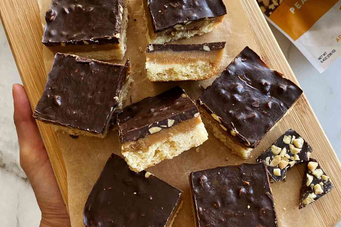 @somethingnutritious's Peanut Butter Caramel Chocolate Bars