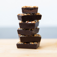 Load image into Gallery viewer, Dark Chocolate HAZELNUT BUTTER FILLED BITES + Plant-Based Protein
