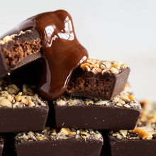 Load image into Gallery viewer, Dark Chocolate HAZELNUT BUTTER FILLED BITES + Plant-Based Protein
