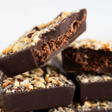 Load image into Gallery viewer, Dark Chocolate HAZELNUT BUTTER FILLED BITES + Plant-Based Protein
