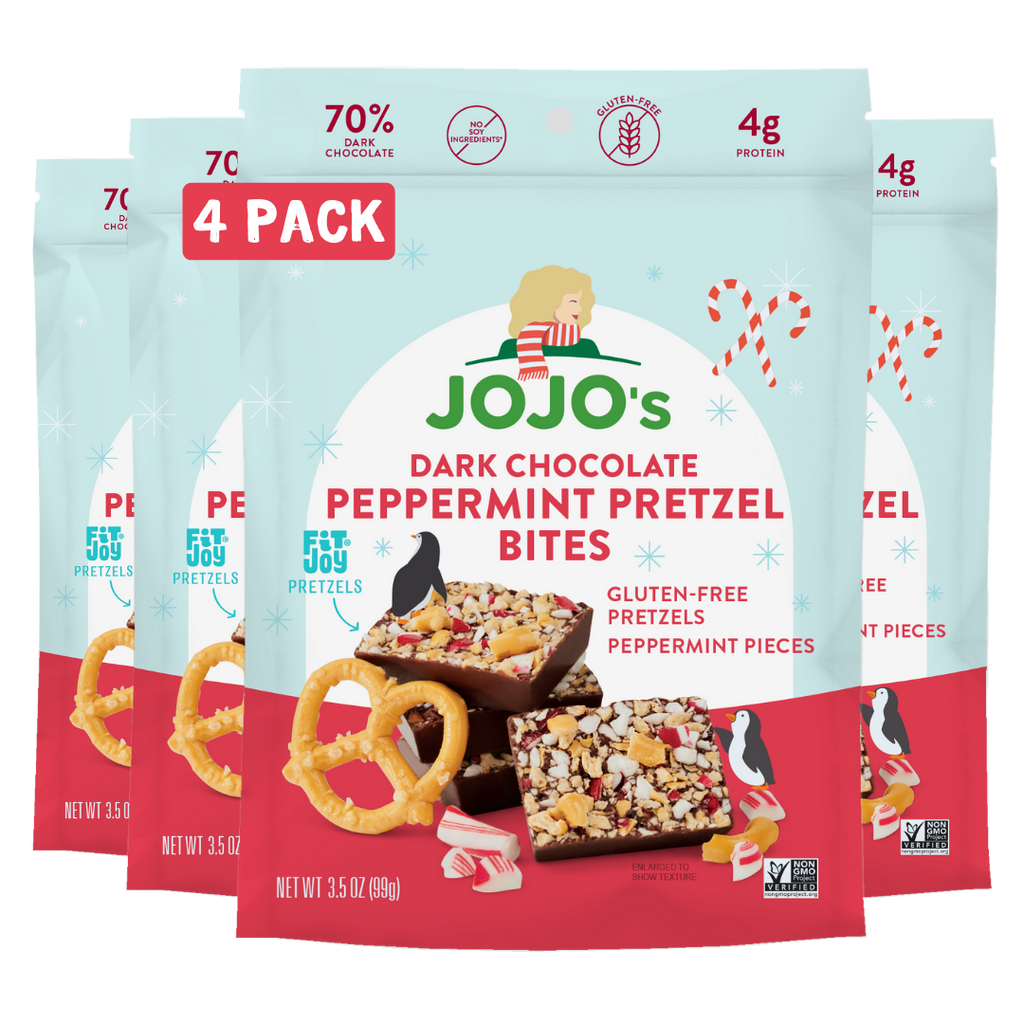 Dark Chocolate PEPPERMINT PRETZEL BITES + Plant-Based Protein